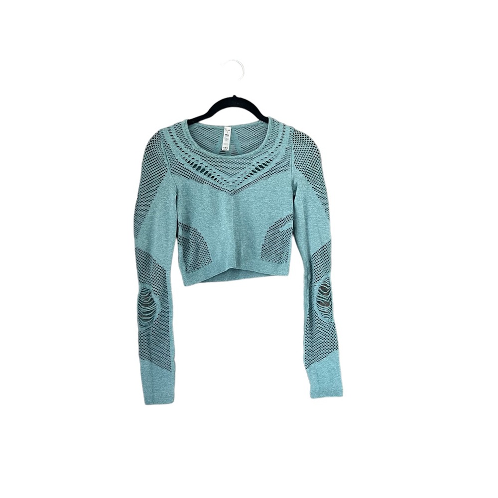 ALO Yoga Blue Mesh Long Sleeve Top